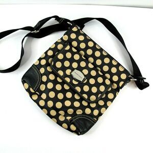 Franco Sarto Cross Body Bag Black/Beige Polka Dot‎ Handbag FS 1393X